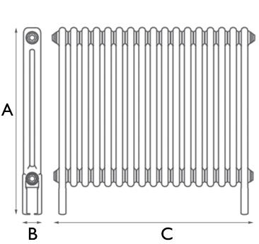 Enderby 2 Column Steel Radiator 710mm 17 Section Spec